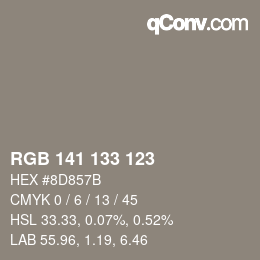 カラーコード: RGB 141 133 123 | qconv.com