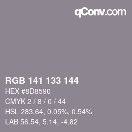 颜色代码: RGB 141 133 144 | qconv.com