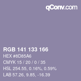 Color code: RGB 141 133 166 | qconv.com