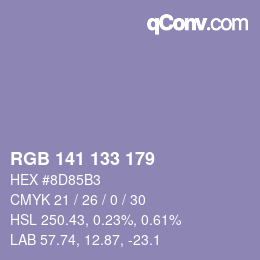 Color code: RGB 141 133 179 | qconv.com