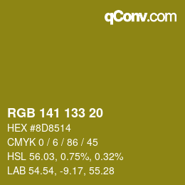 Color code: RGB 141 133 20 | qconv.com