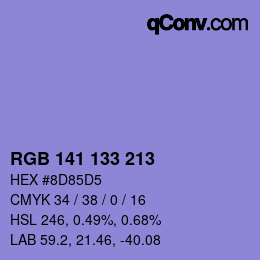 Color code: RGB 141 133 213 | qconv.com