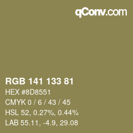 Color code: RGB 141 133 81 | qconv.com