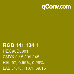 Color code: RGB 141 134 1 | qconv.com