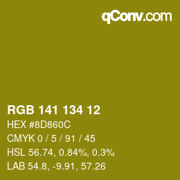 Color code: RGB 141 134 12 | qconv.com