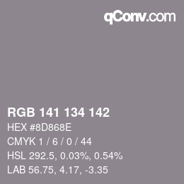 Color code: RGB 141 134 142 | qconv.com