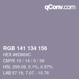 Color code: RGB 141 134 156 | qconv.com