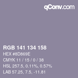 Color code: RGB 141 134 158 | qconv.com
