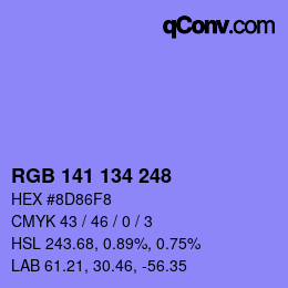 Color code: RGB 141 134 248 | qconv.com
