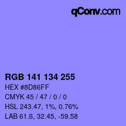 Color code: RGB 141 134 255 | qconv.com