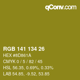 Color code: RGB 141 134 26 | qconv.com