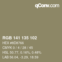 Color code: RGB 141 135 102 | qconv.com