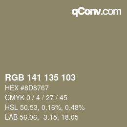 カラーコード: RGB 141 135 103 | qconv.com
