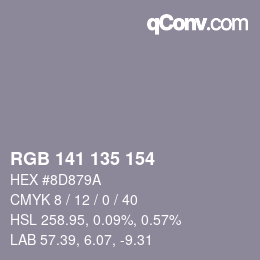 Color code: RGB 141 135 154 | qconv.com
