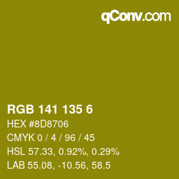 Color code: RGB 141 135 6 | qconv.com