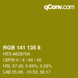 カラーコード: RGB 141 135 8 | qconv.com