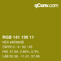 Color code: RGB 141 136 11 | qconv.com
