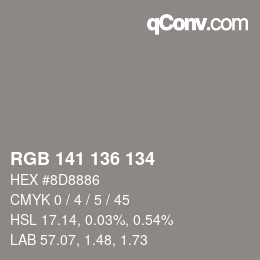 Farbcode: RGB 141 136 134 | qconv.com