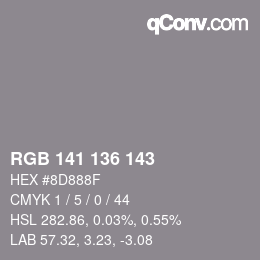 Color code: RGB 141 136 143 | qconv.com