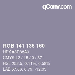 Color code: RGB 141 136 160 | qconv.com