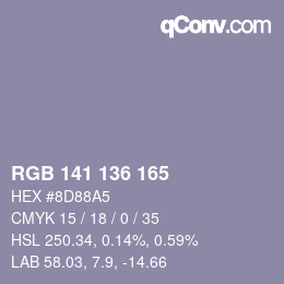 Color code: RGB 141 136 165 | qconv.com