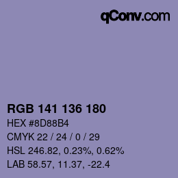 Color code: RGB 141 136 180 | qconv.com