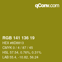 Color code: RGB 141 136 19 | qconv.com