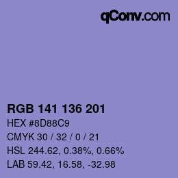Color code: RGB 141 136 201 | qconv.com