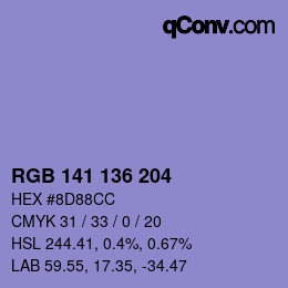 Color code: RGB 141 136 204 | qconv.com