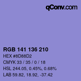 Color code: RGB 141 136 210 | qconv.com