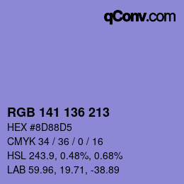 Color code: RGB 141 136 213 | qconv.com