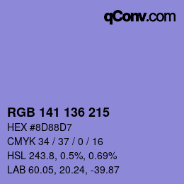 Color code: RGB 141 136 215 | qconv.com