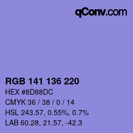 Color code: RGB 141 136 220 | qconv.com