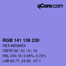 Color code: RGB 141 136 230 | qconv.com