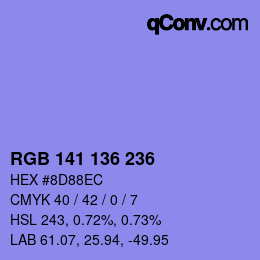 Color code: RGB 141 136 236 | qconv.com