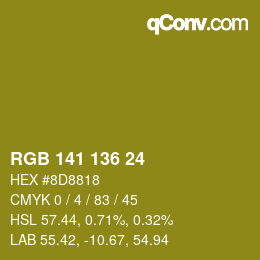 Color code: RGB 141 136 24 | qconv.com