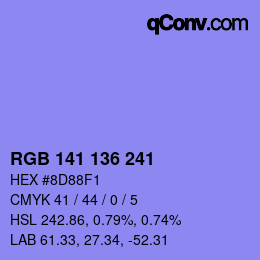 Color code: RGB 141 136 241 | qconv.com