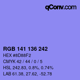 Color code: RGB 141 136 242 | qconv.com