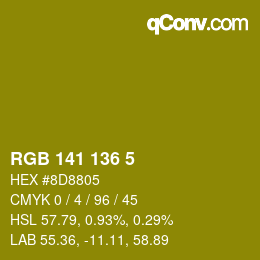 Color code: RGB 141 136 5 | qconv.com