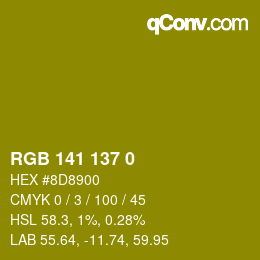 Color code: RGB 141 137 0 | qconv.com