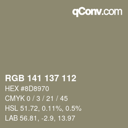 Code couleur: RGB 141 137 112 | qconv.com