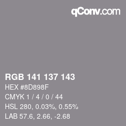 Color code: RGB 141 137 143 | qconv.com
