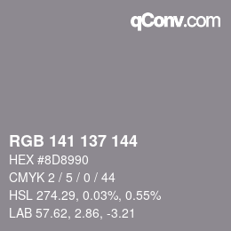 カラーコード: RGB 141 137 144 | qconv.com