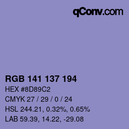 颜色代码: RGB 141 137 194 | qconv.com