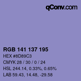 Código de color: RGB 141 137 195 | qconv.com