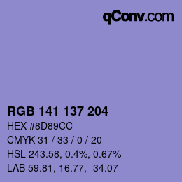 Color code: RGB 141 137 204 | qconv.com