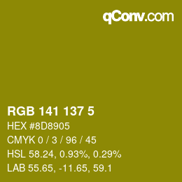 Farbcode: RGB 141 137 5 | qconv.com