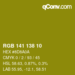 Color code: RGB 141 138 10 | qconv.com