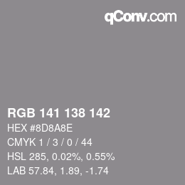 Color code: RGB 141 138 142 | qconv.com