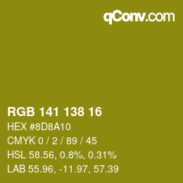 Color code: RGB 141 138 16 | qconv.com